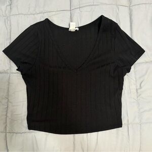 Black V neck Crop top